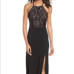Morgan & Co. Sequin Halter Gown - Black - Size 5/6